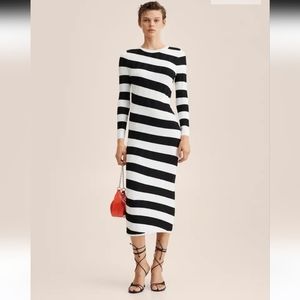 Mango Striped Ribbed Dress